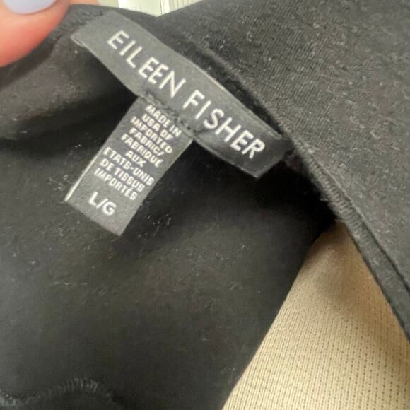 Eileen Fisher Black Scoop Neck Stretch Dress 3/4 Sleeve Size Large Minimalist - Picture 2 of 3